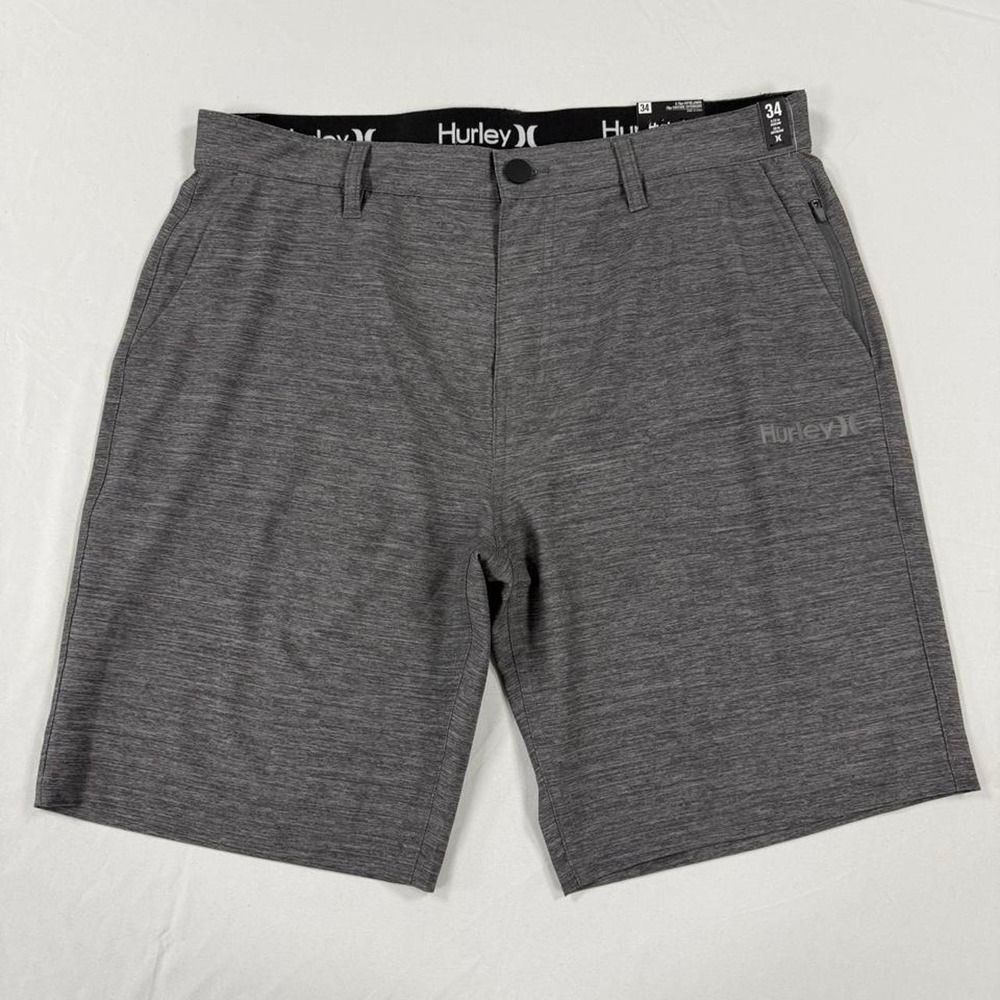 Hurley Essential Heather Hybrid Walk Shorts Ion Grey Mens 34 HSP24VMB-11428